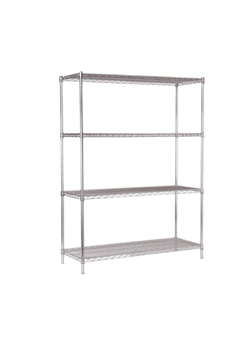 4 Tier Wire Shelves, 46cm Depth, S-S Upstand
