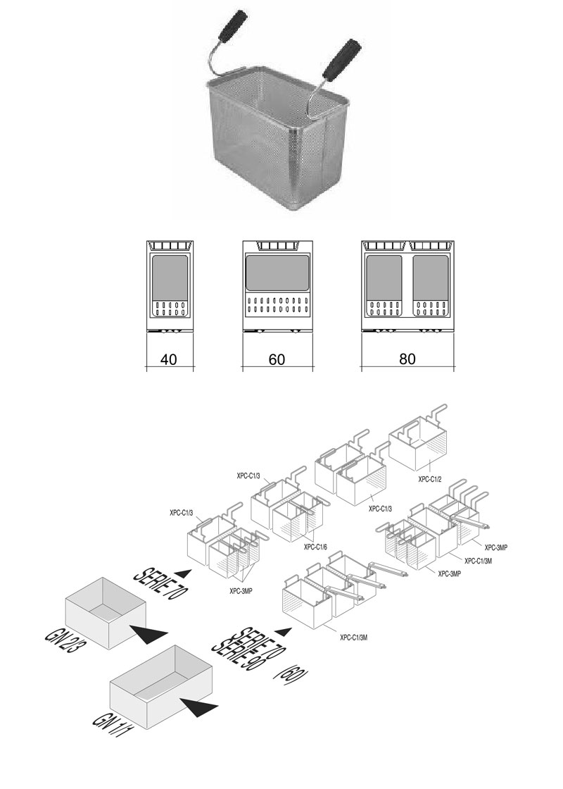 Pasta Cooker 1/3 GN AISI 304 Stainless SteelBasket
